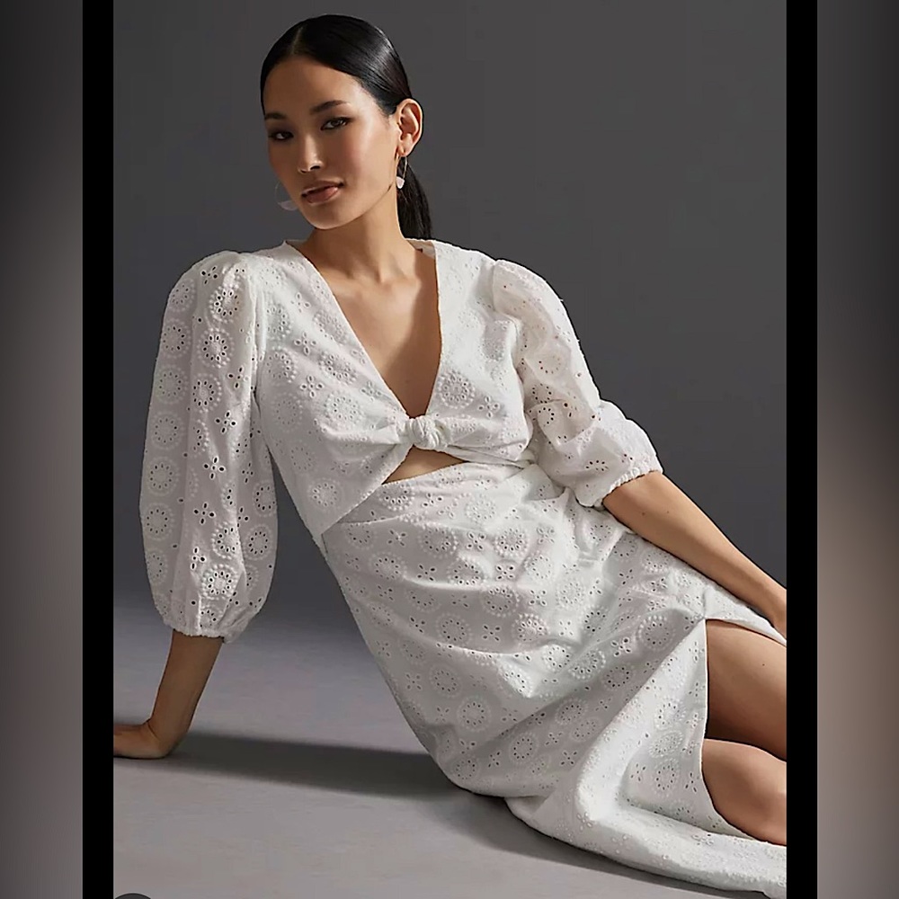 Anthropologie April Keyhole Hutch White Dress
